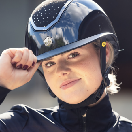 black gloss riding hat with crystals